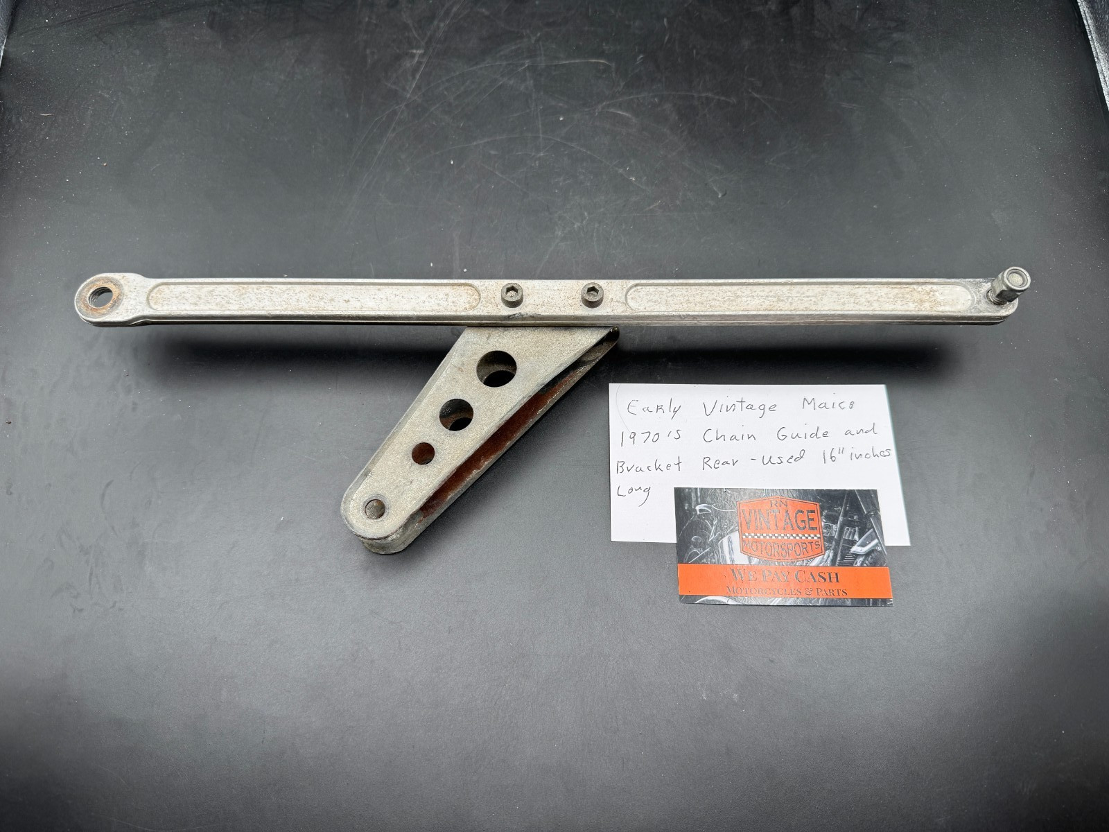 Vintage Maico Early 1070’s Rear Chain Guide and Bracket 16″ inches Long Used