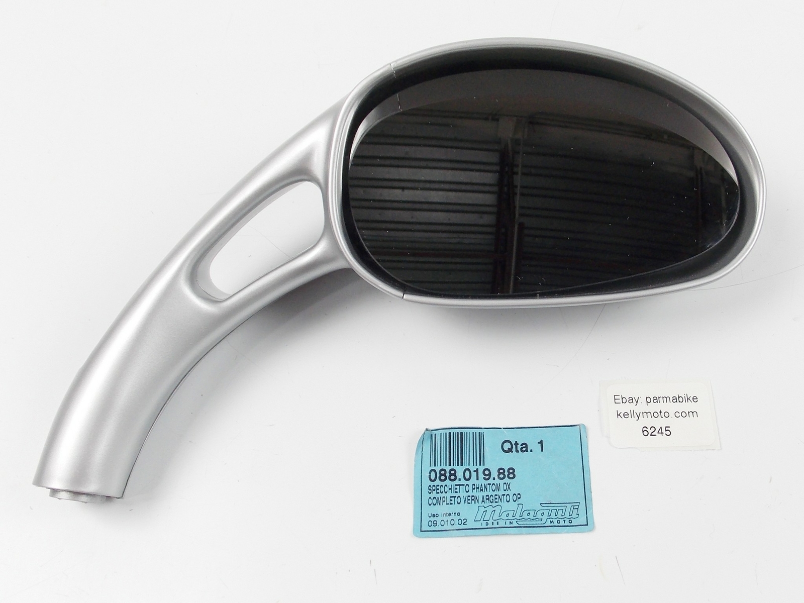 NOS MALAGUTI PHANTOM RIGHT SIDE REAR VIEW MIRROR SILVER GRAY 088.019.88 08801988