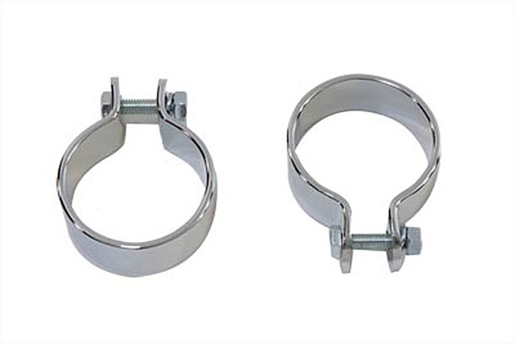 Chrome 1-3/4 inch Muffler Body and End Clamp Set for Harley-Davidson