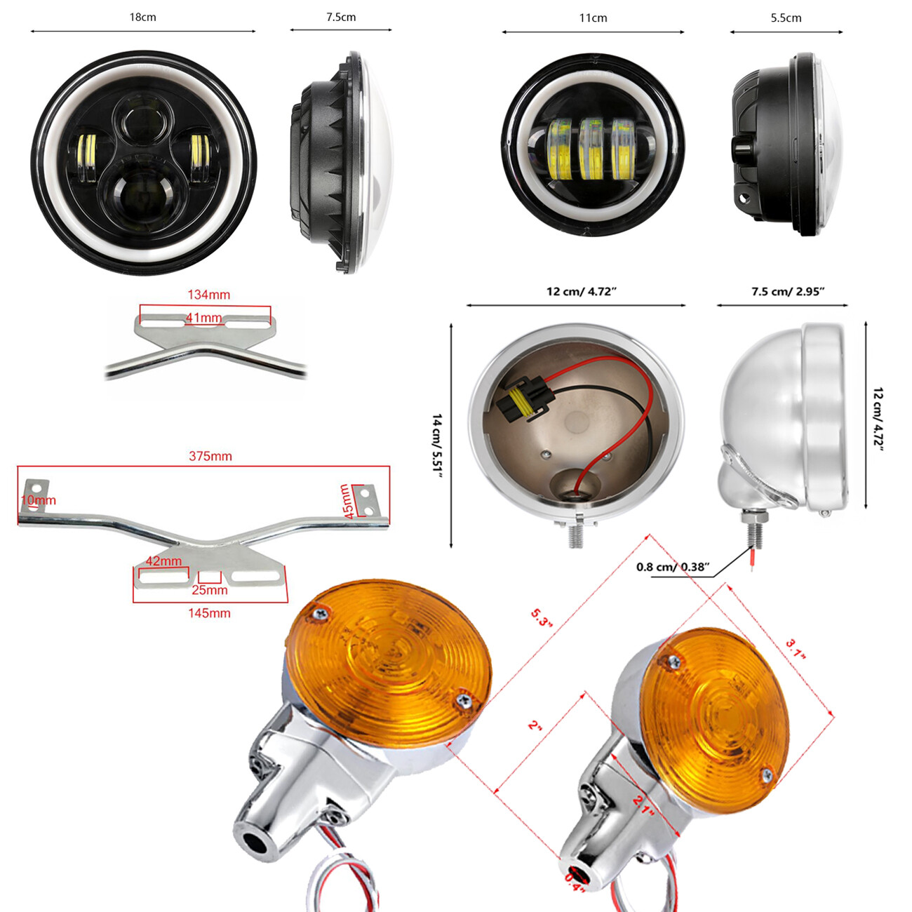 7″ Led Headlight + 4.5″ Passing Lights Bar For Yamaha Royal Star Venture XVZ1300