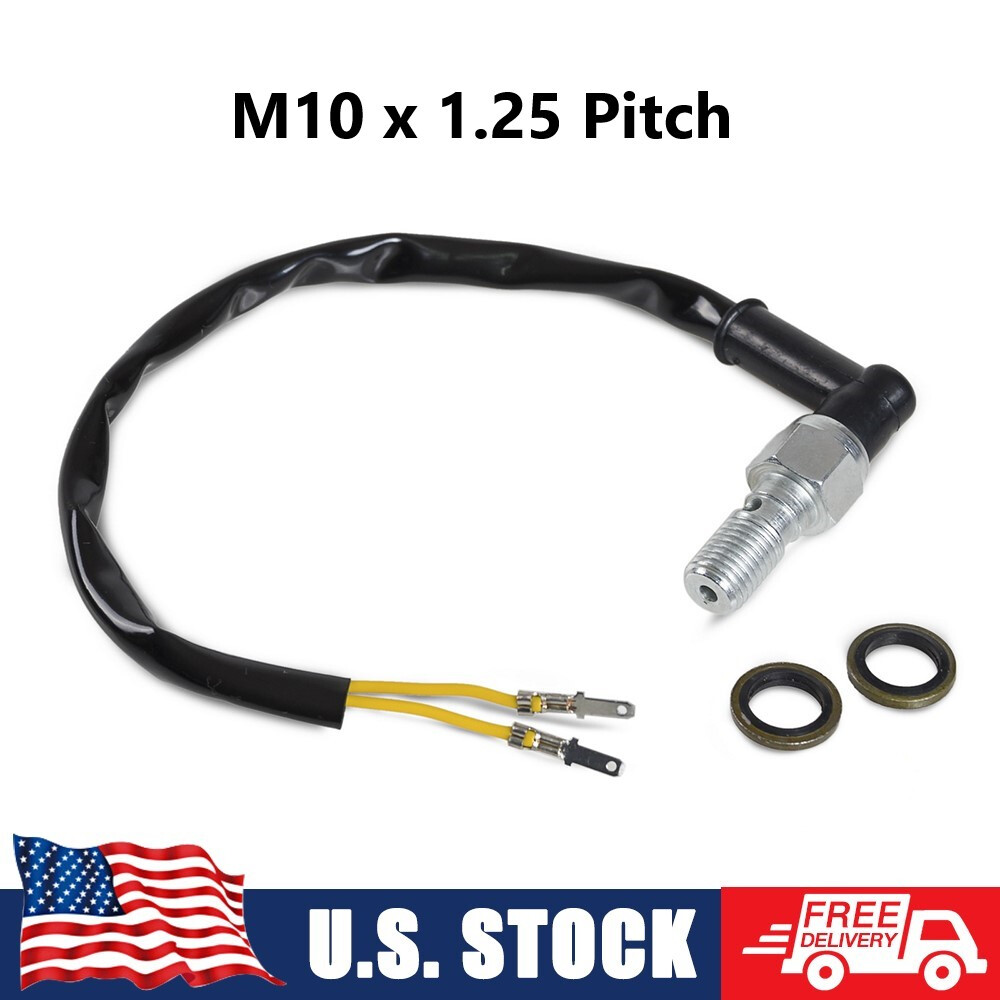 Universal Hydraulic Brake Light Switch Banjo Bolt M10x1.25 Pitch for Motorcycles