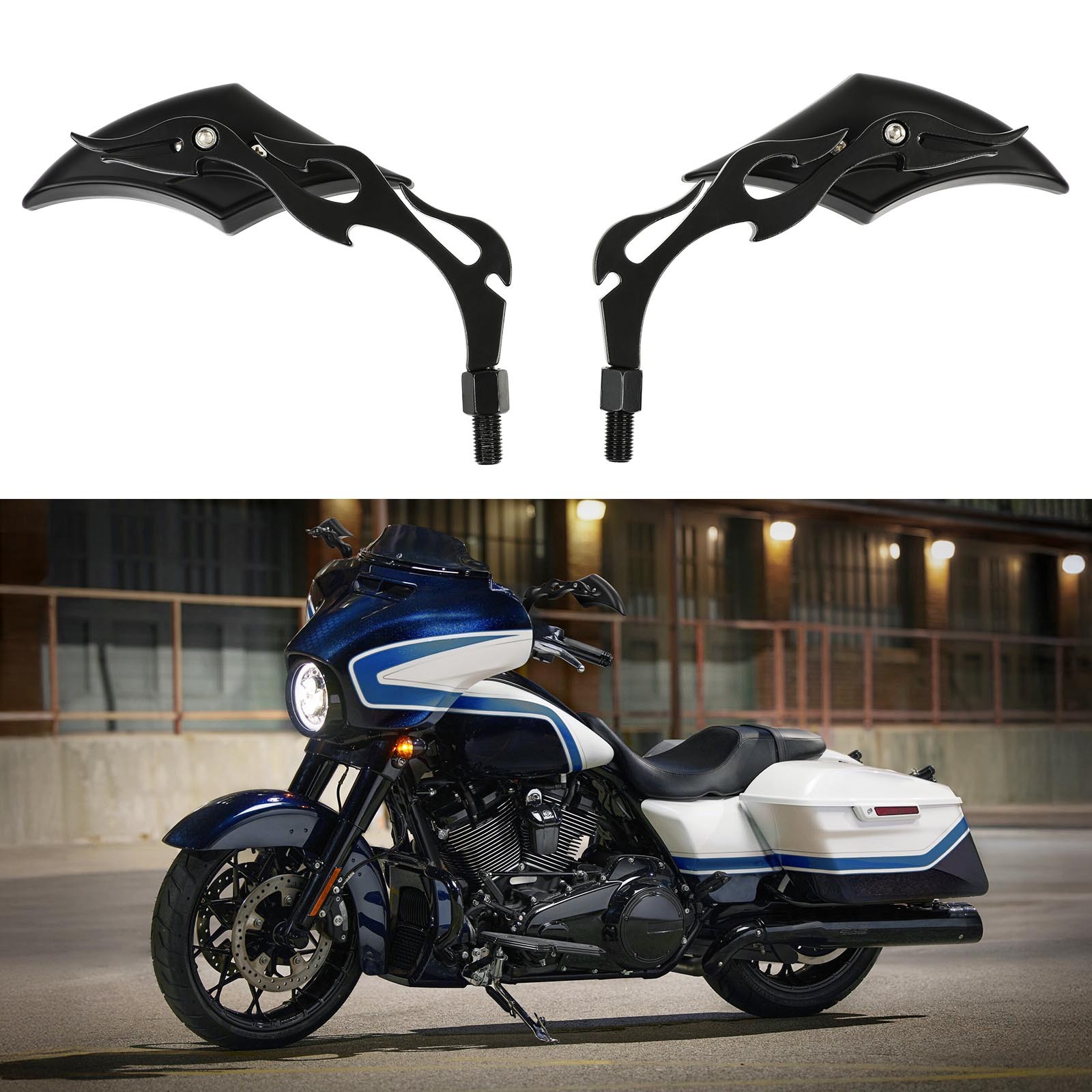 Side Mirror Rear View Black For Harley Sportster XL883 XL1200 Street Road Glide