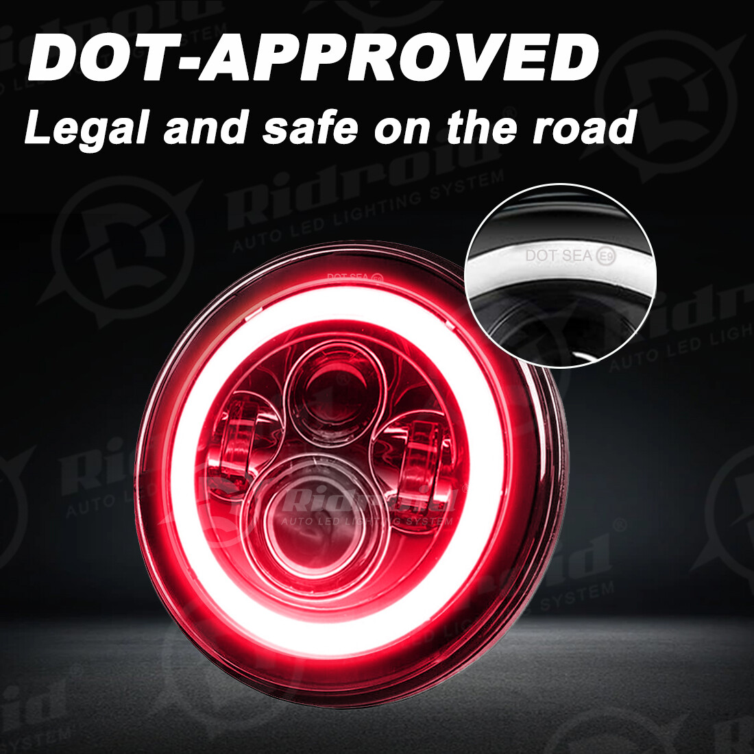 7″inch LED Halo Headlight + Bracket Mounting Ring For Harley Davidson Motorcycle