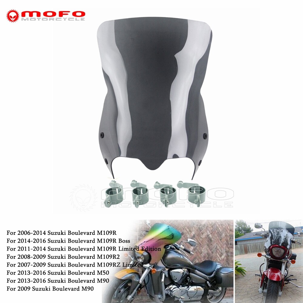 Dark Tint Sport Windshield Clamp Mount For Suzuki Boulevard M109R Cruiser M50