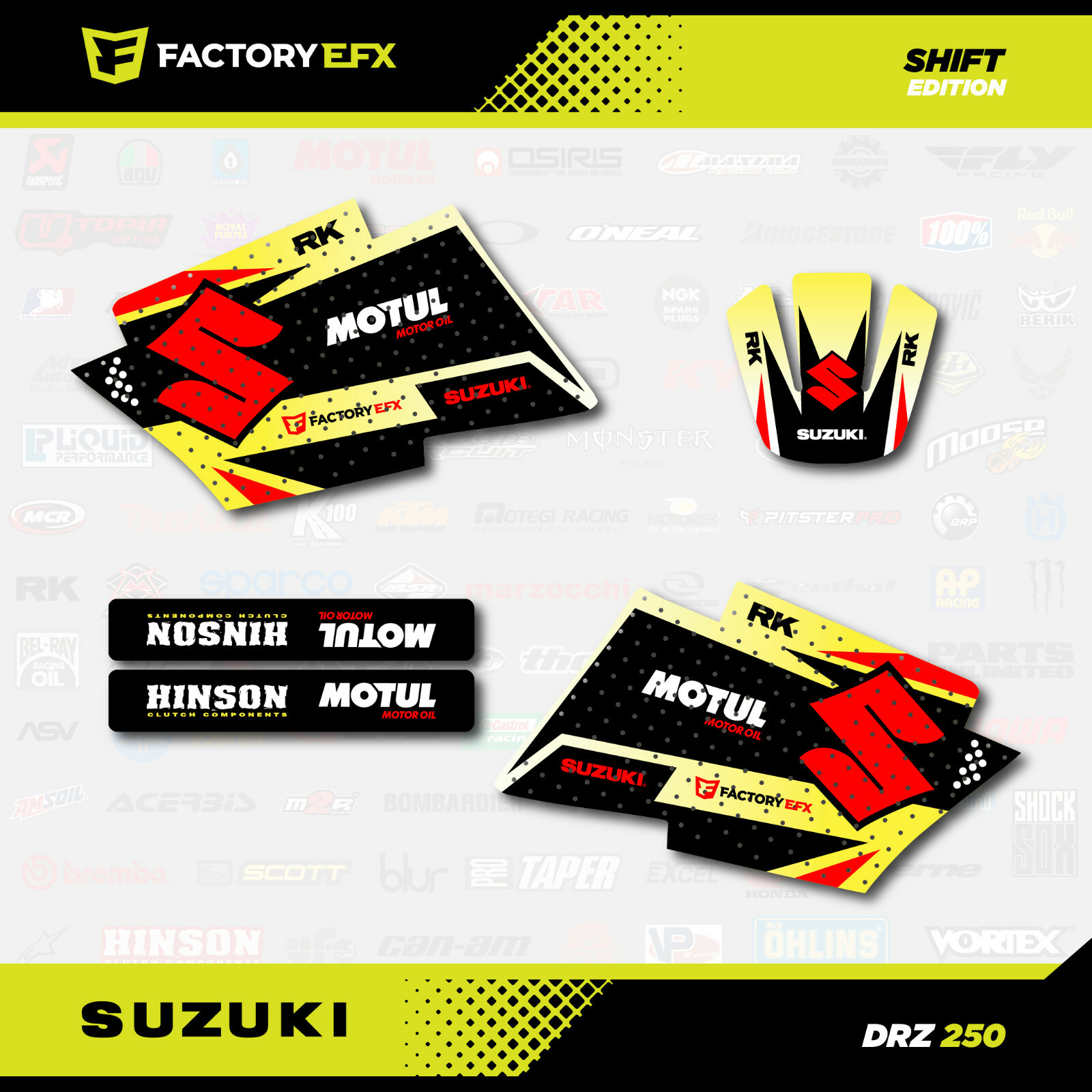Shift Inspired Racing Graphics Kit fits Suzuki Drz250 Drz 250 Shroud Decal Red