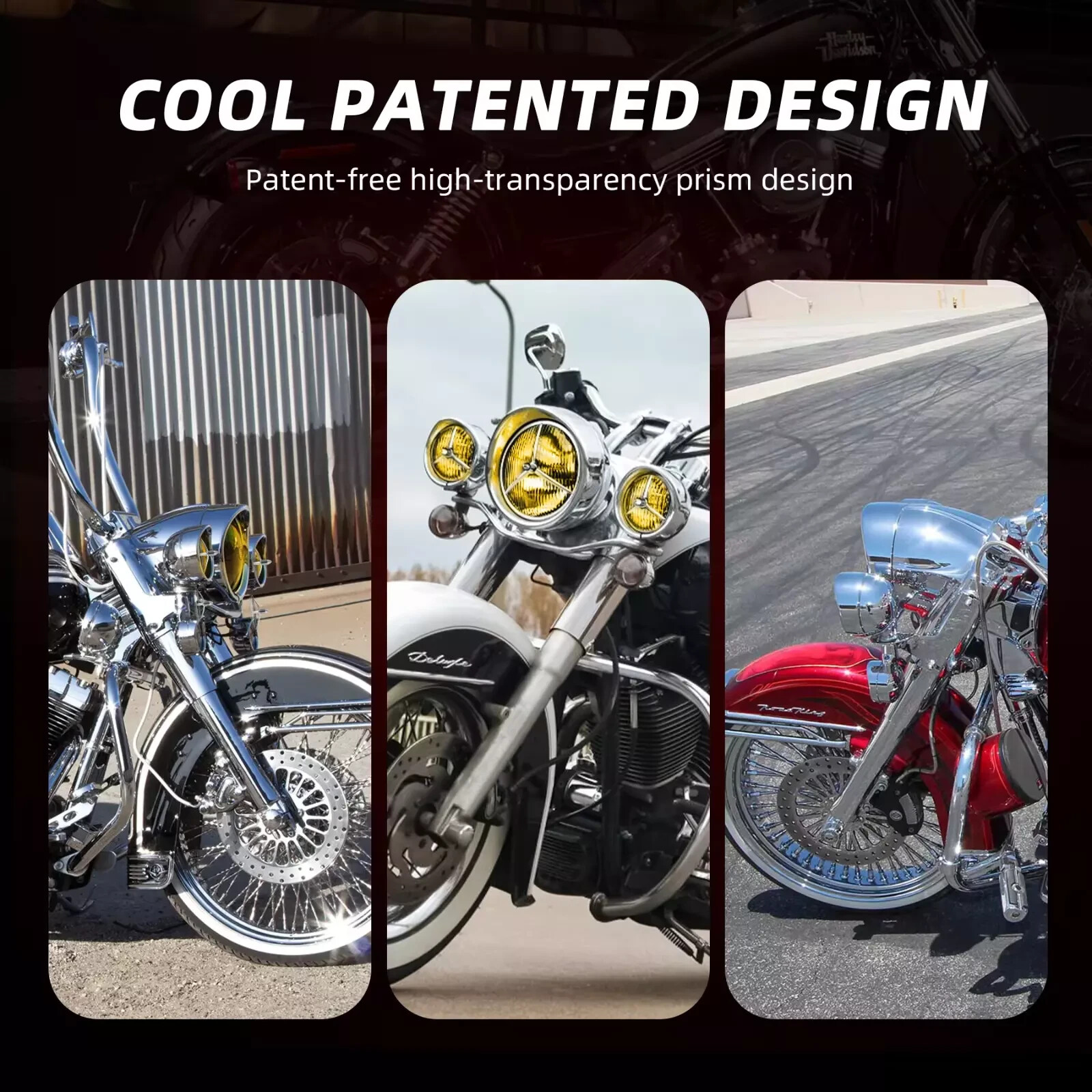4.5” Chrome Round LED Motorcycle Classic Fog Light Lamps Yellow Lens For Harley