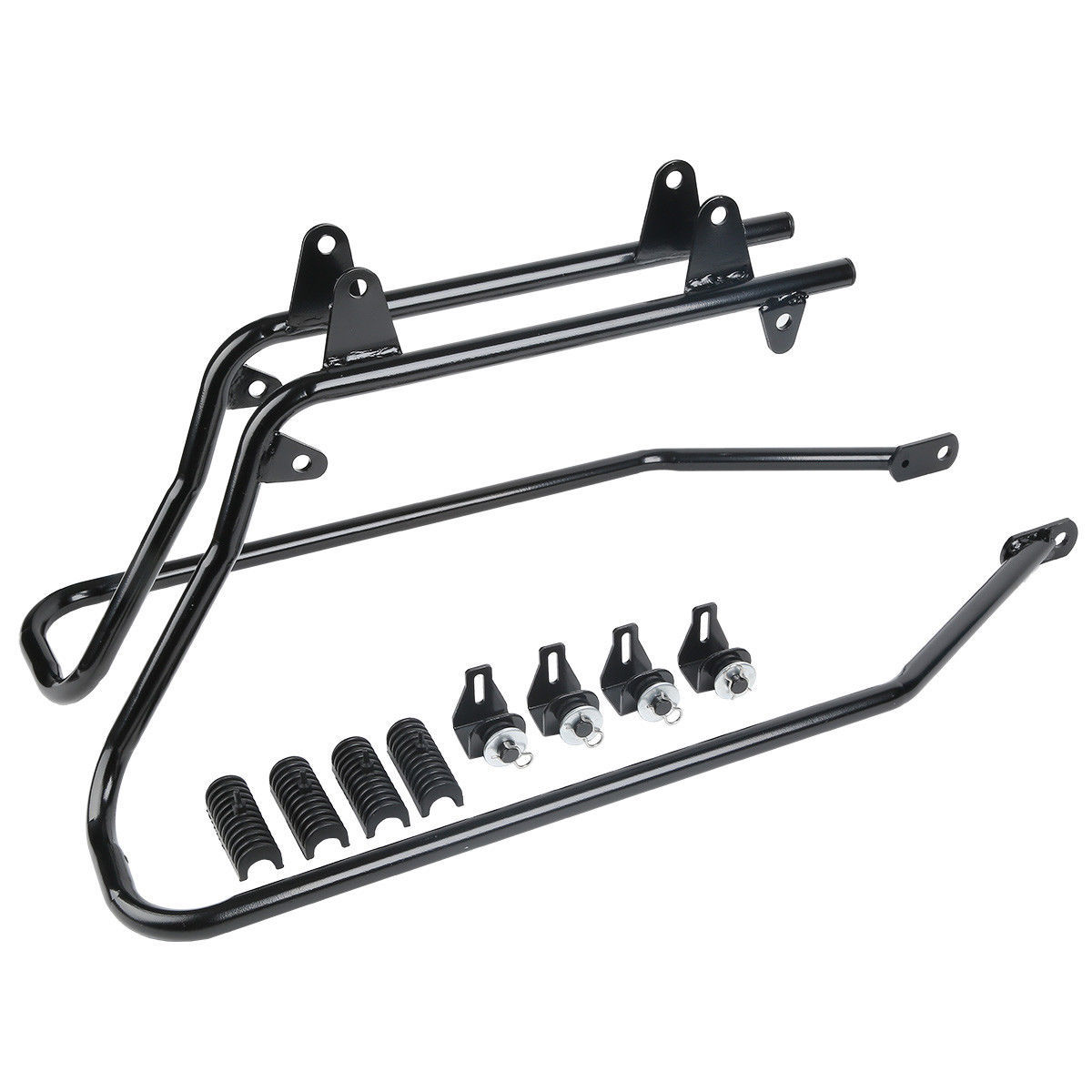 Black/Chrome Saddlebags Conversion Brackets For Harley Softail Fatboy 1984-2017