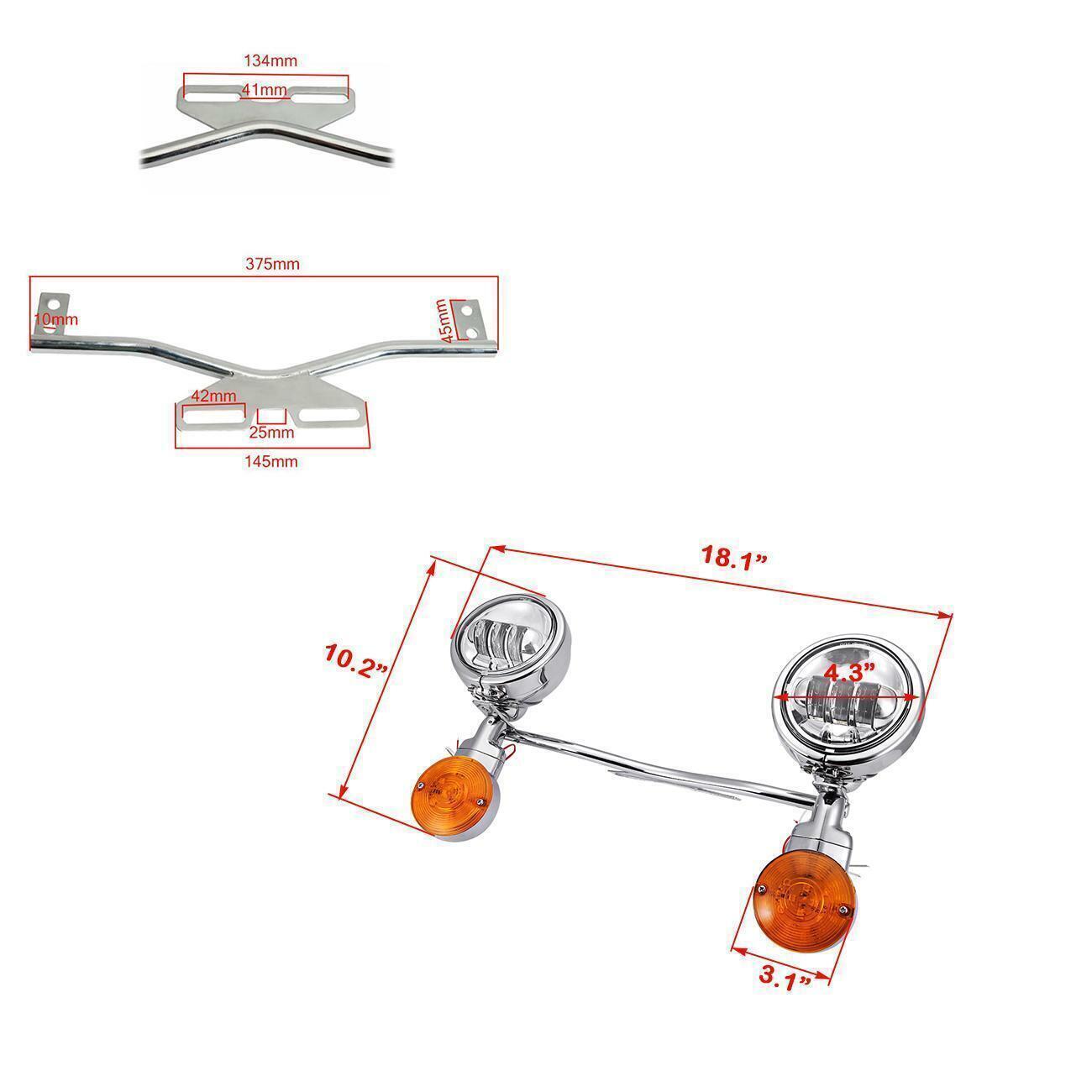 Headlight Passing Spotlight Assembly Spot Fog Light Bar Turn Signals Bracket Kit