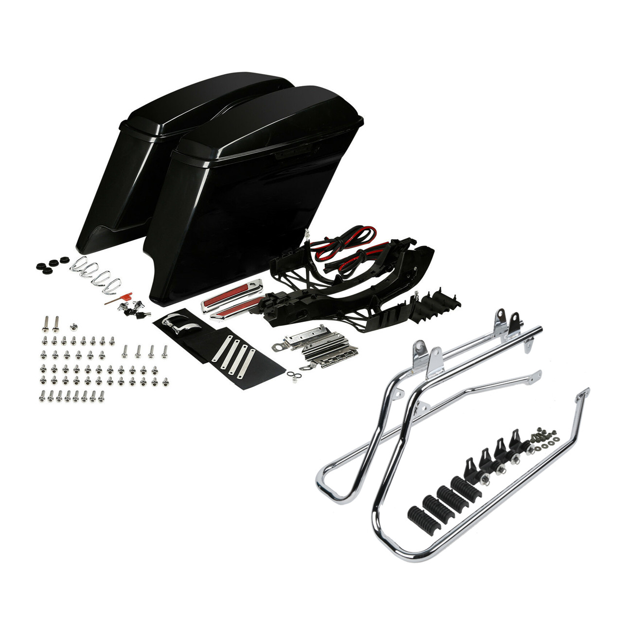 Unpainted 5″ Stretched Saddlebag Bracket Kit Fit For Harley Softail Deluxe 84-17