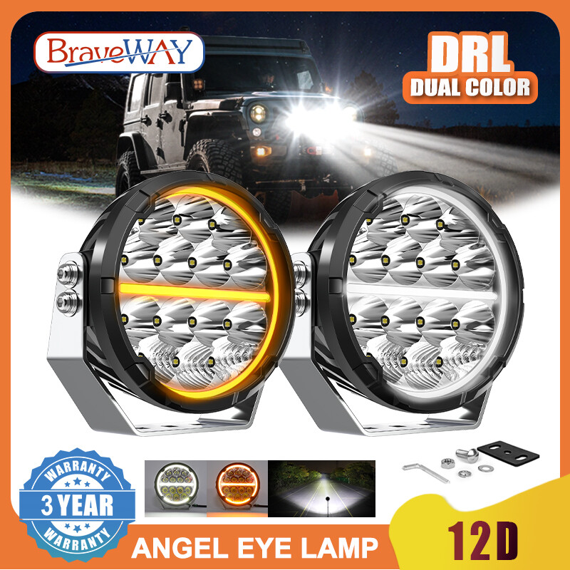 Pair 6.5″inch Black LED Driving Lights Spot Round Work 4×4 SUV Offroad Truck DRL