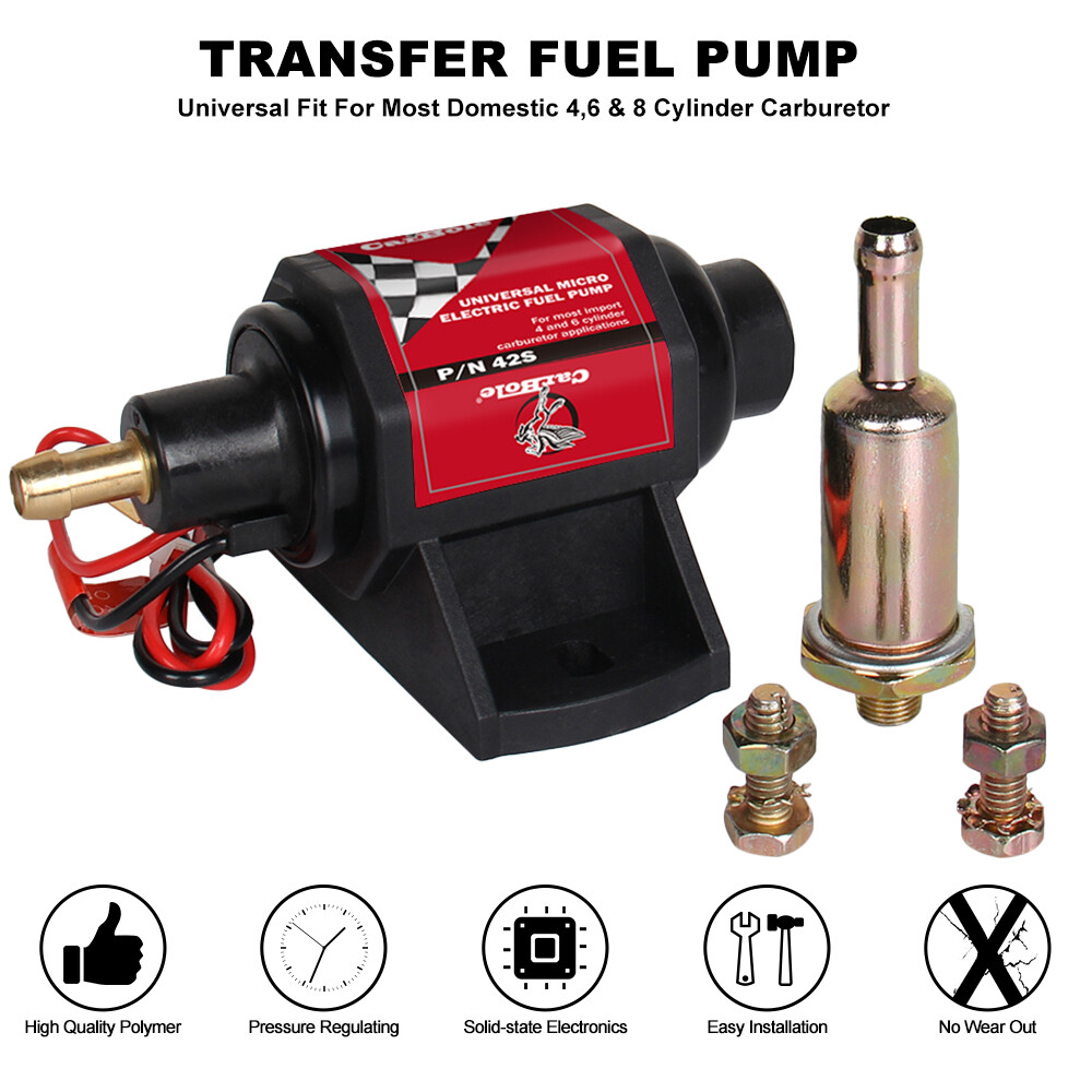 Universal Electric Fuel Pump Carburetor 12V 42GPH Gasoline 2-3.5PSI Low Pressure