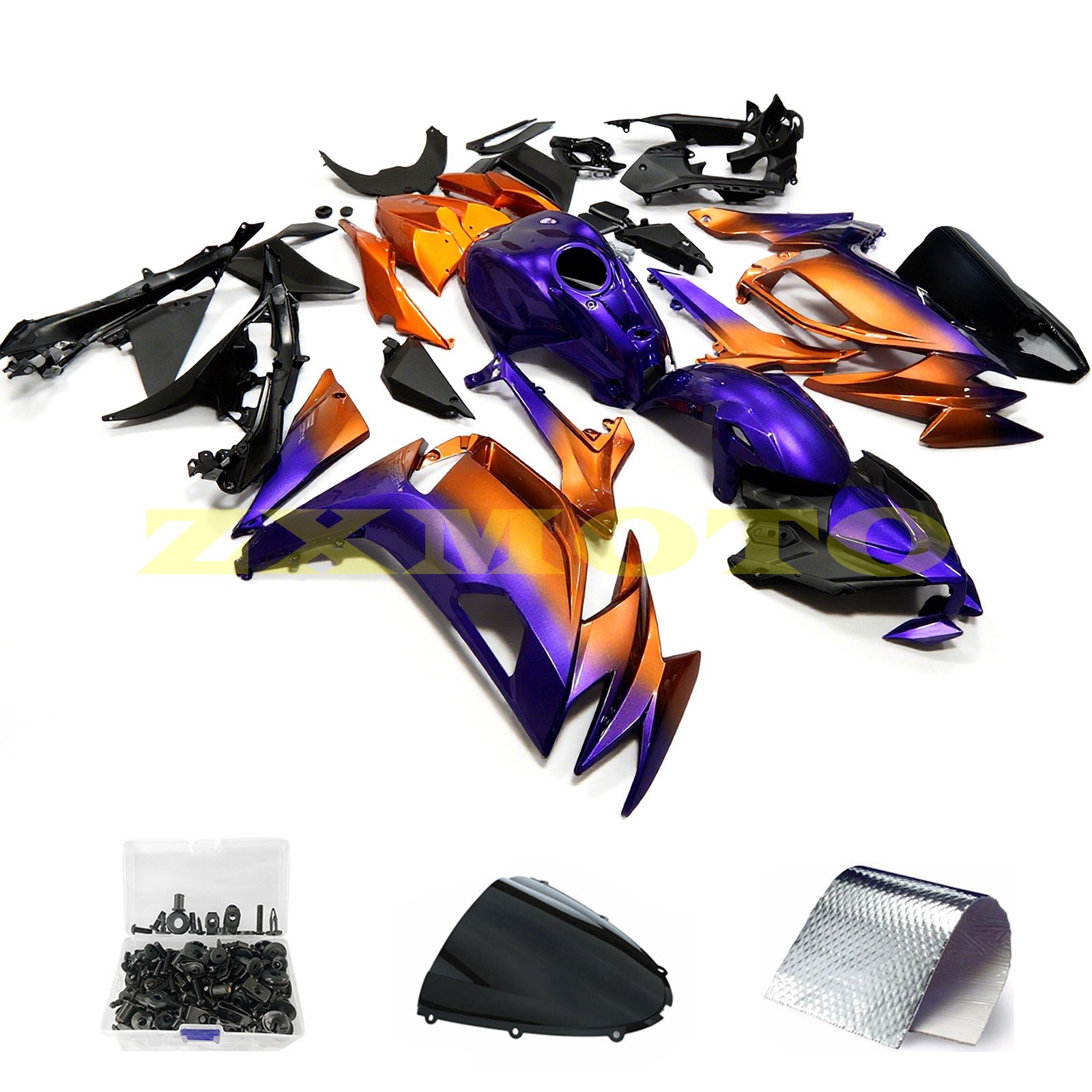 For Kawasaki Ninja 650 2020-2026 Purple Gradient Orange Fairing Kit +Tank +Bolts