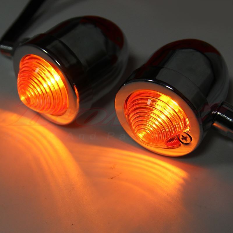 4x Universal Motorcycle Chrome Bullet Blinker Turn Signal Indicator Amber Lights