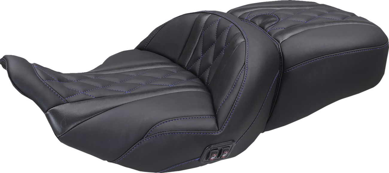 Mustang 89410SB Htd Super Touring One Piece 2-Up Seat – FLT/FLH 23-25