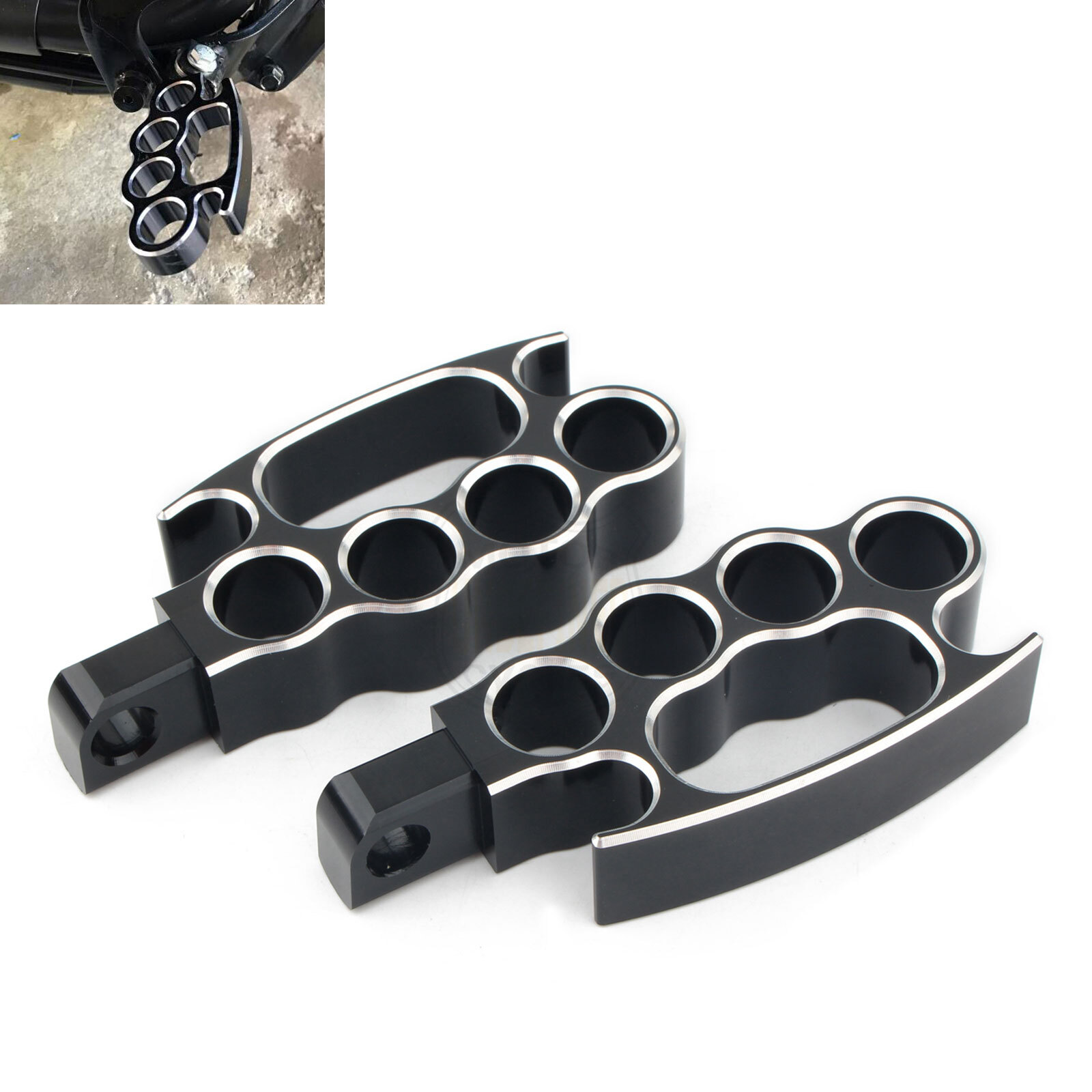 Black Flying Control Foot Pegs For Harley Sportster Dyna Softail Bobber Choppers