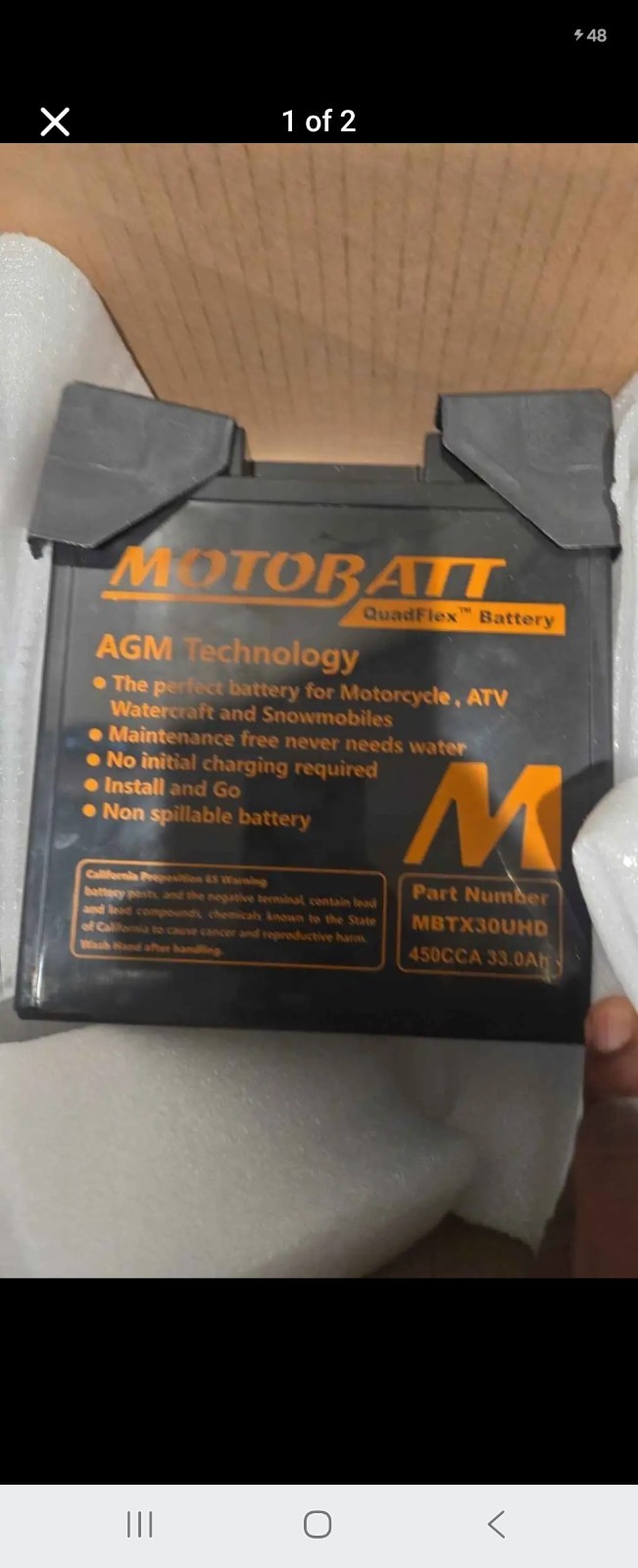 Motobatt 12V 450CCA AGM Battery Slingshot