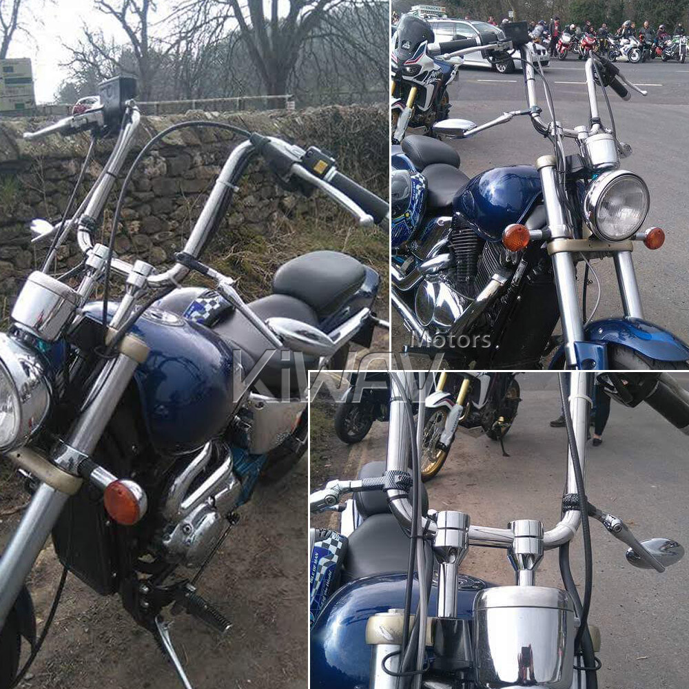 Convex mirror aluminum housing universal for ape hanger handlebar mount chrome