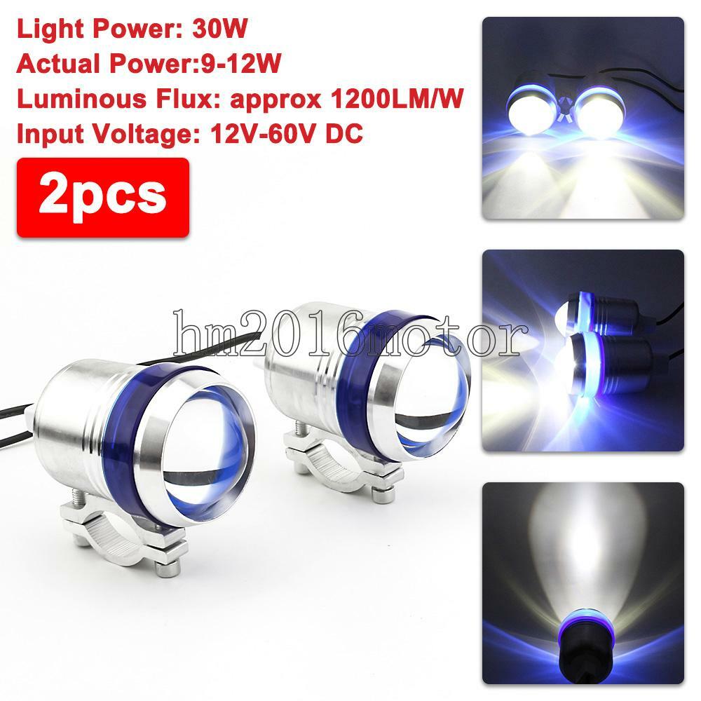 2X Chrome Motorcycle Driving Passing Bullet White LED Spot Fog Light New