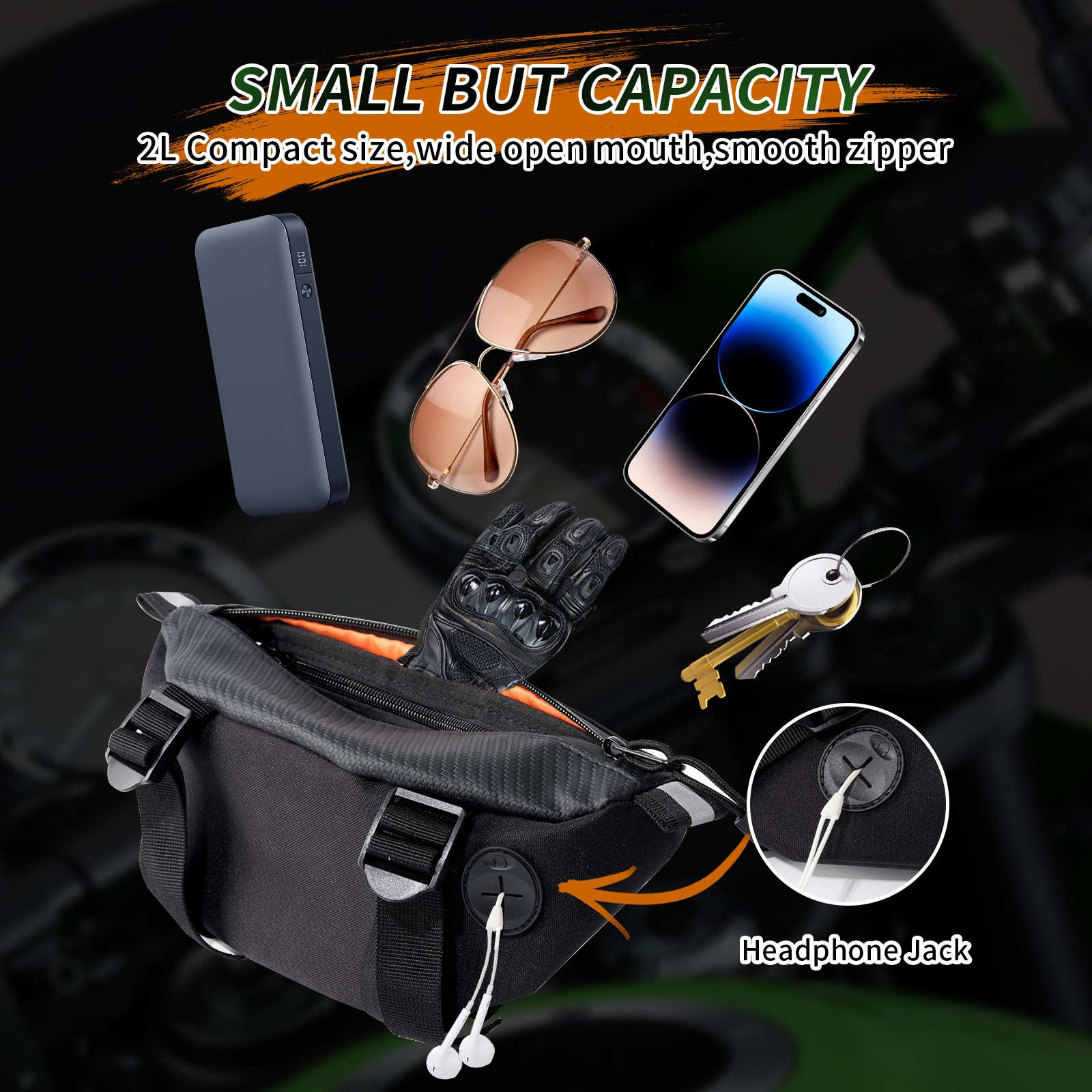 Motorcycle Handlebar Bag, Universal ATV Snowmobile Bike Front Bag Waterproof