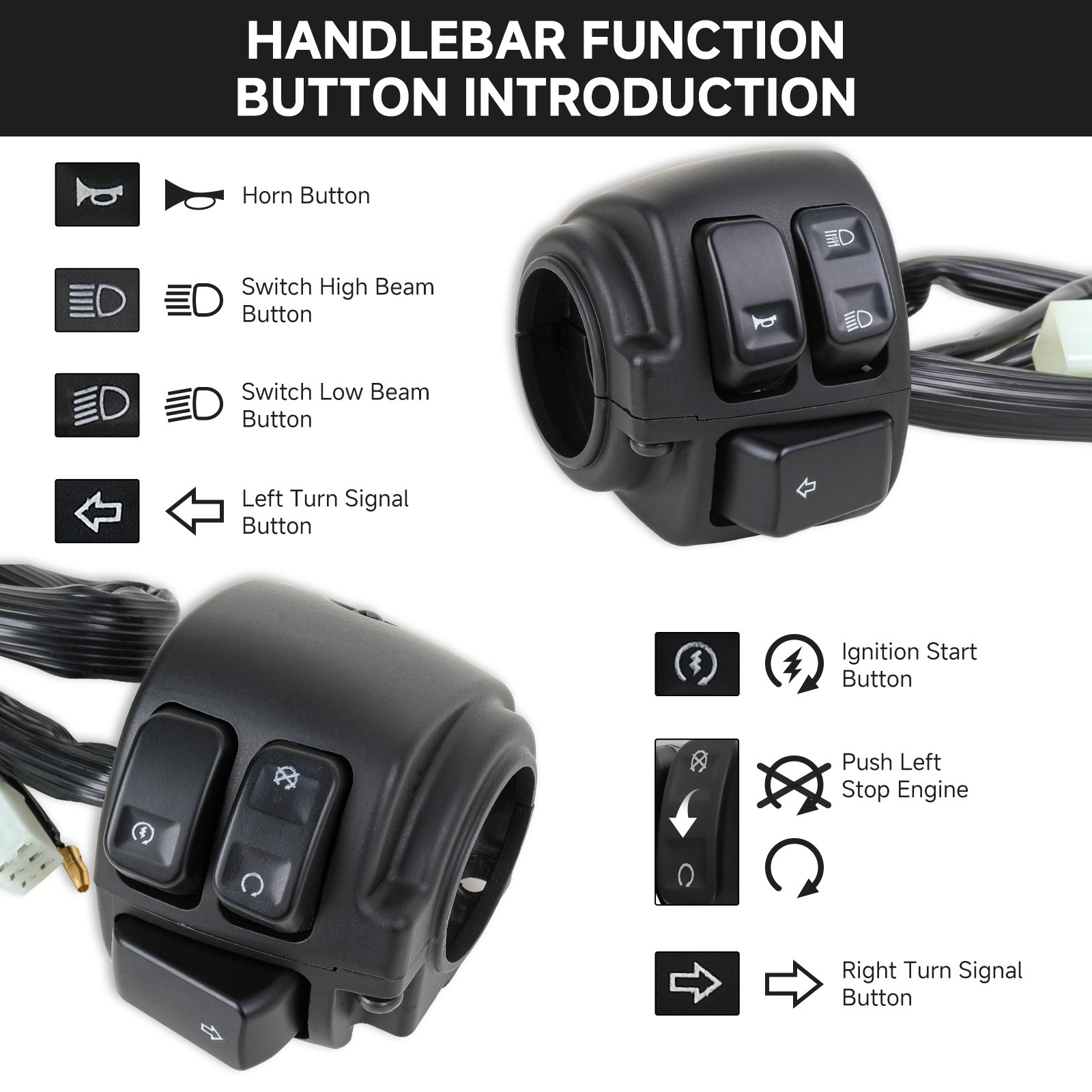 1″ 25mm Handlebars Control Switches +Hand Grips For Harley Sportster XL 883 1200