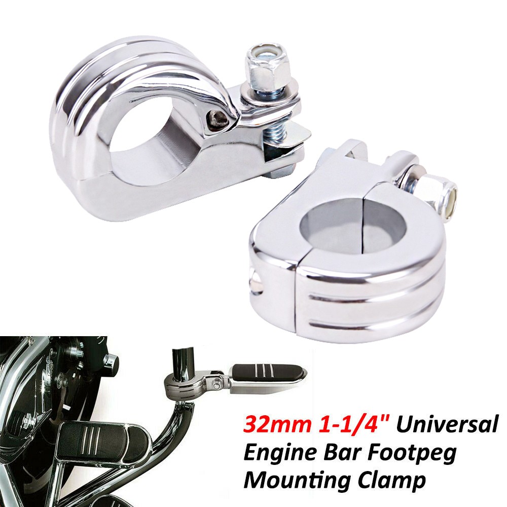 Motorcycle Highway Crash Bar Mount Foot Peg Clamp 1 1/4″ 1.25” 32mm For Harley