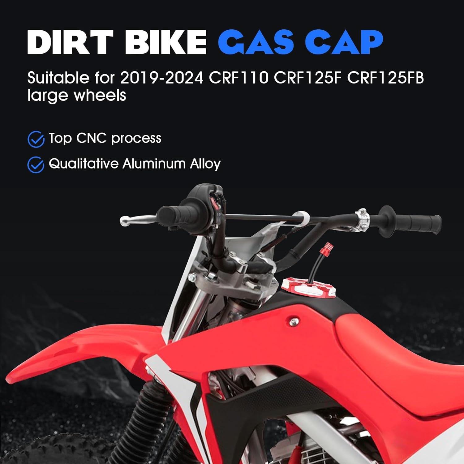 Gas Fuel Tank Cap CNC Fit For CRF110 CRF125 CRF250F 2019-2026 Dirt Bike Red