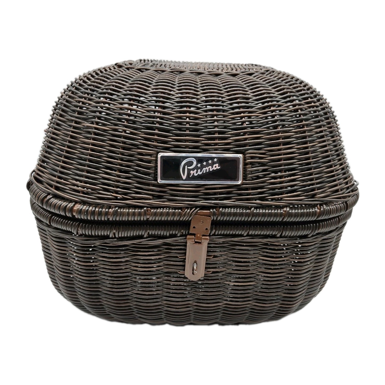 Prima Scooter Rear Basket Brown Wicker Style Topcase With Latching Closure
