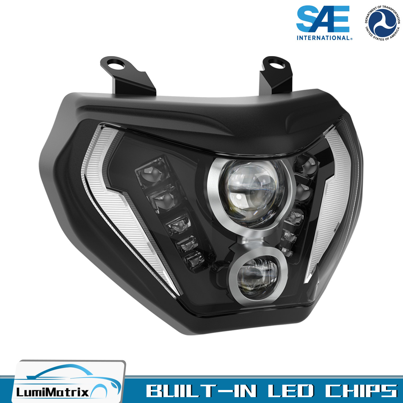 LED Headlight DRL Sealed Halo Projector for Yamaha 2014-2016 FZ09 MT09 2019 MT07