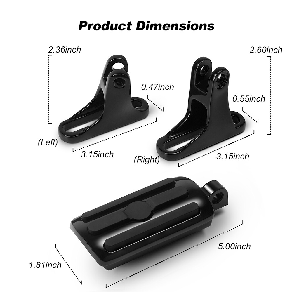 Black Foot Pegs w/ Brackets Passenger Rear Pegs For Harley Touring 1993-2023 US