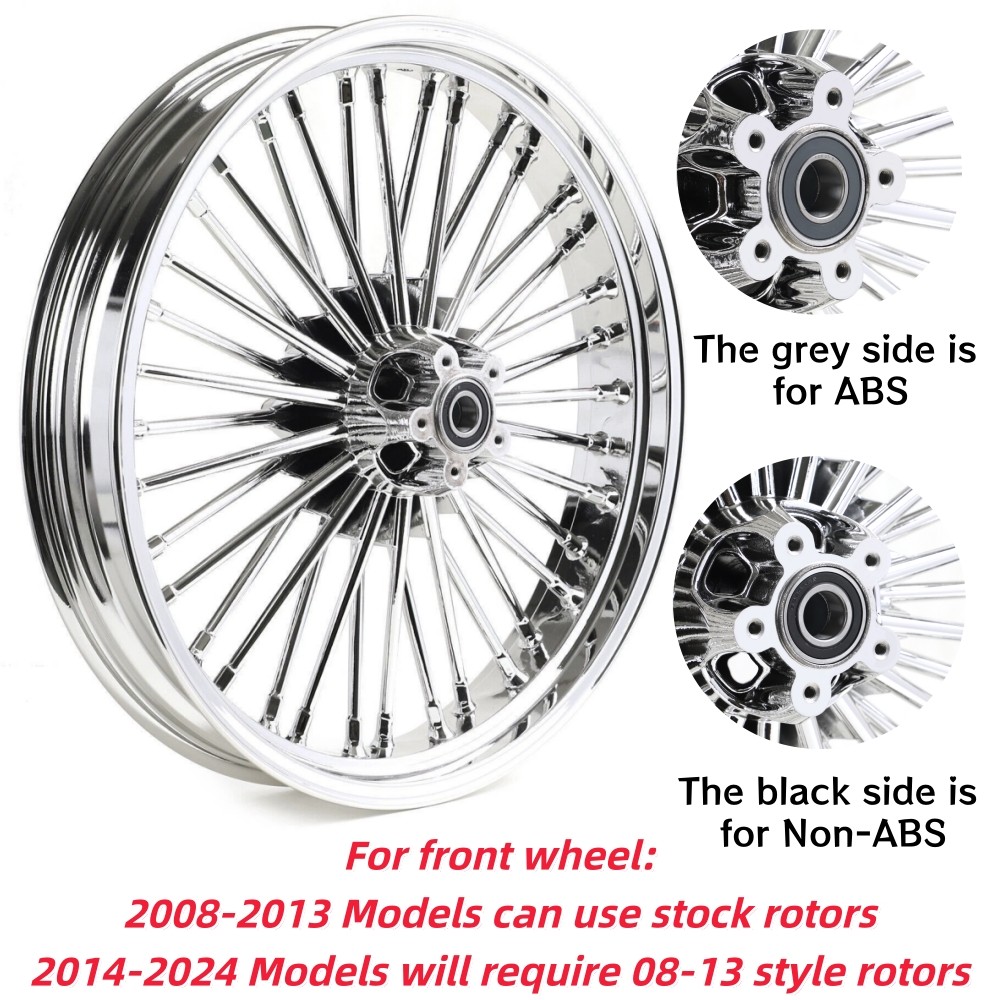 For Harley Touring 21X3.5 18X5.5 Fat Spoke Wheels Rotors Street Road Glide 09-23