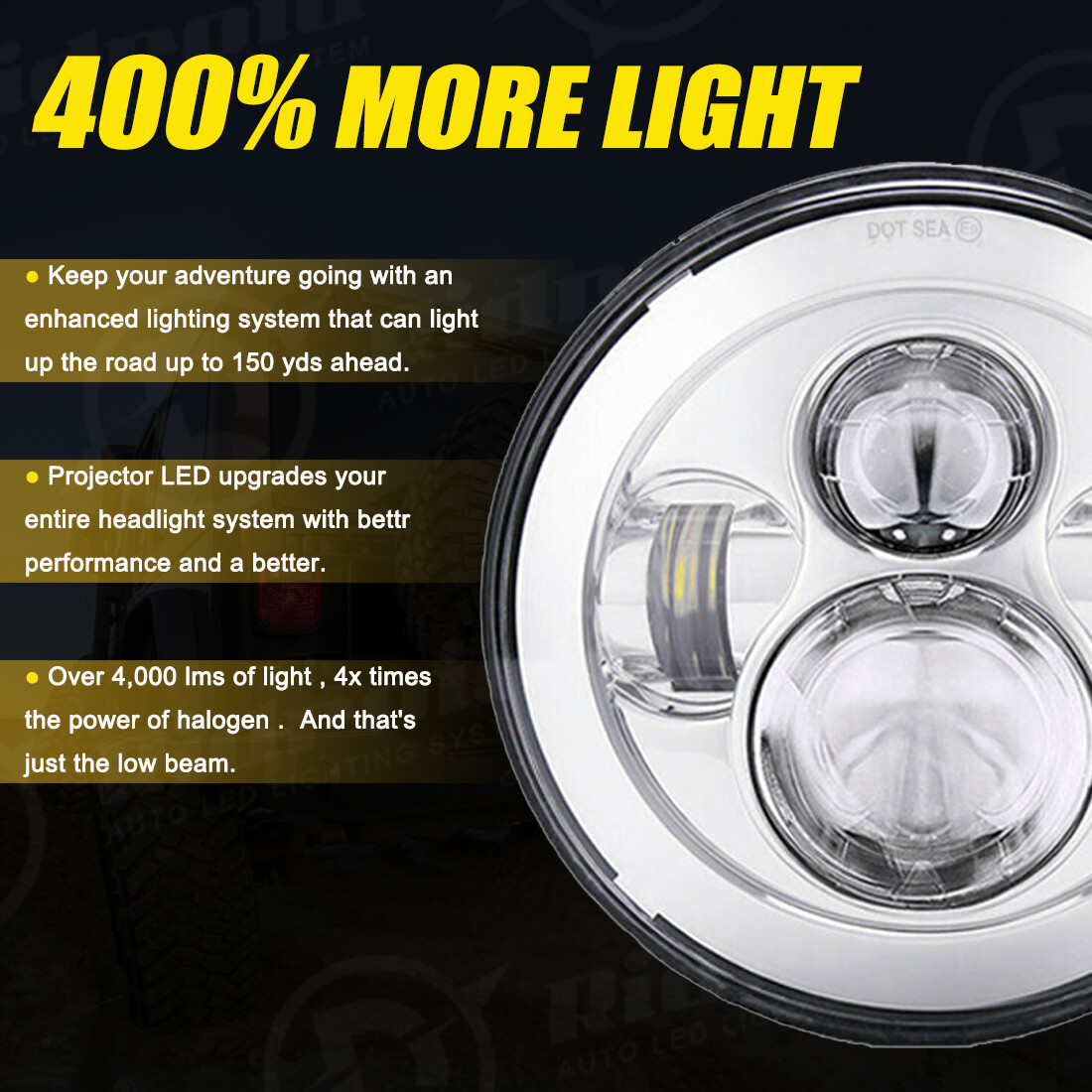 7″inch LED Projector Chrome Hi/Lo Headlight For Harley Street Glide Softail FLHX