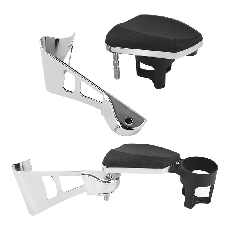 Chrome Rear Passenger Arm Rests w/ Drink Holder For Harley Touring Electra Glide