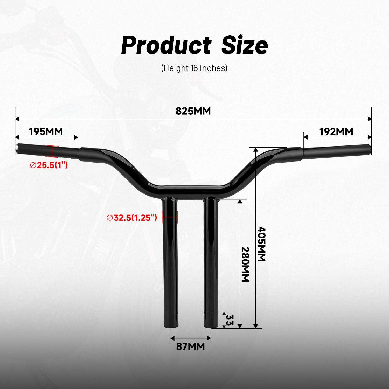 16″ in Black Handlebar MX-T-Bars For Harley Road King Softail Dyna Sportster XL