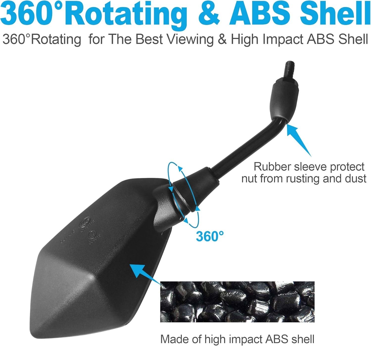 Universal Shockproof Motorcycle Mirror – 360° Adjustable Convex Lens for Safety