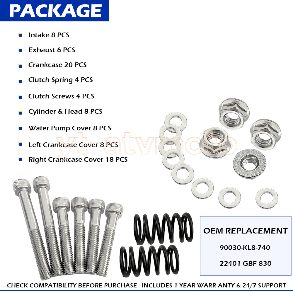 84PCS clutch spring & engine bolts screw Kit For Honda CR85R CR85RB 2003-2007