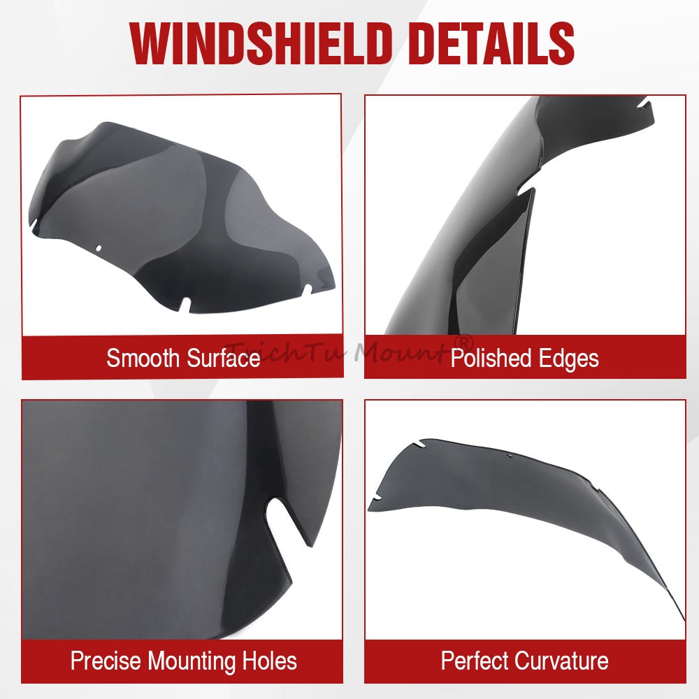 9.5″ Smoke Windscreen Windshield Air Deflector For Harley Road Glide 1998-2013