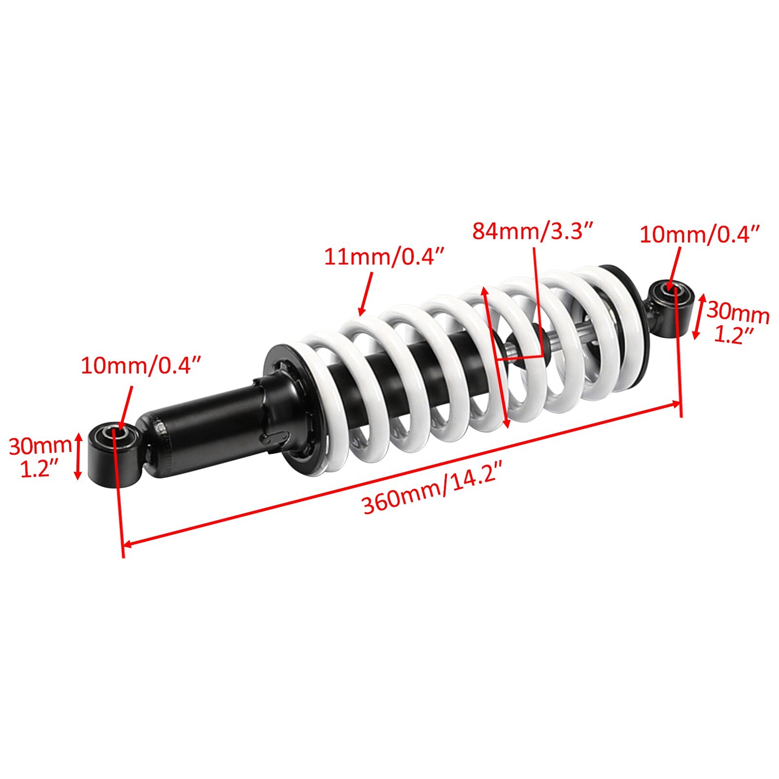 2PCS 360mm 14″ 850LBS Rear Shock Absorber For ATV Scooter Go Kart Dirt Pit Bike
