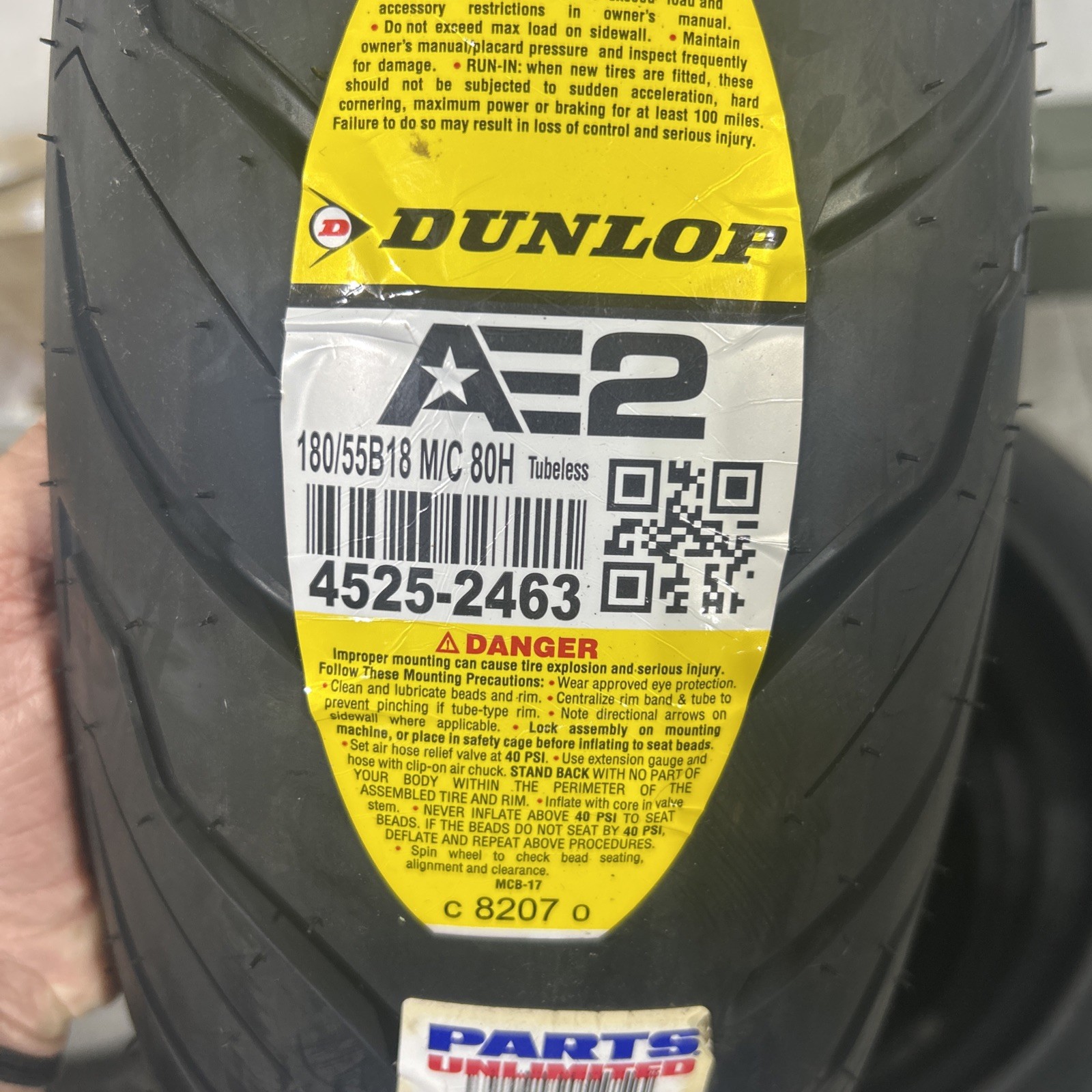 Dunlop AE2 Rear Tire – 180/55B-18 45252463. Read Description