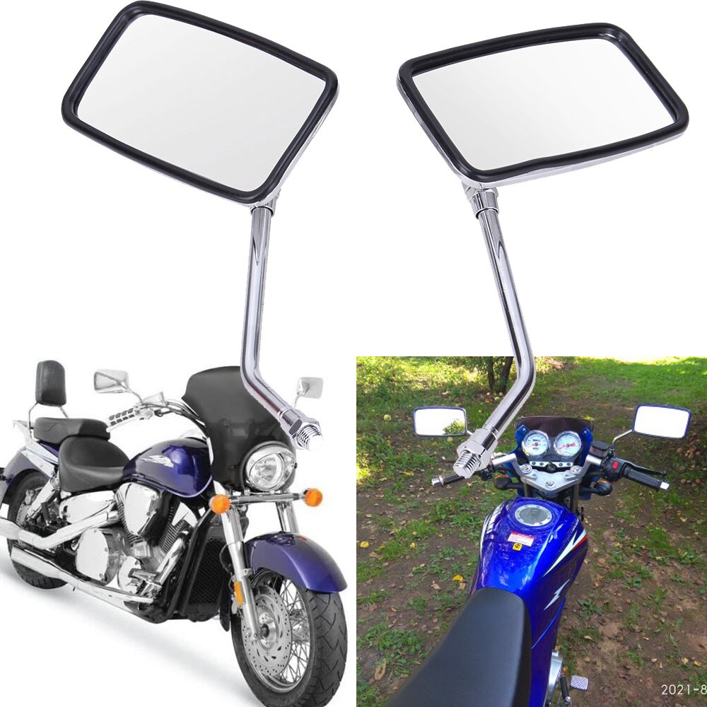 10mm Chrome Motorcycle Rectangular Rearview Mirror For Honda CB1000 CB125S CB500