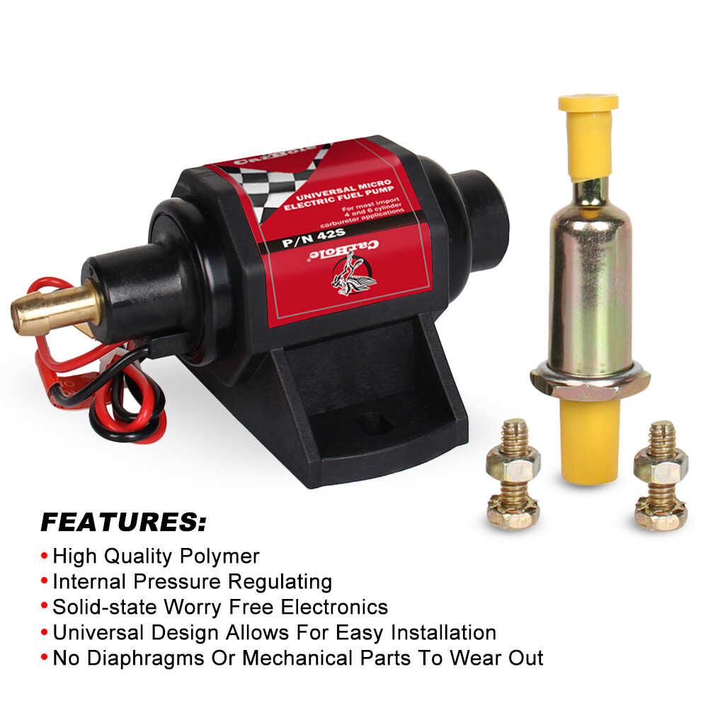 Low Pressure 2-3.5PSI 12 Universal Micro Electric Fuel Pump 42S Polymer Gasoline