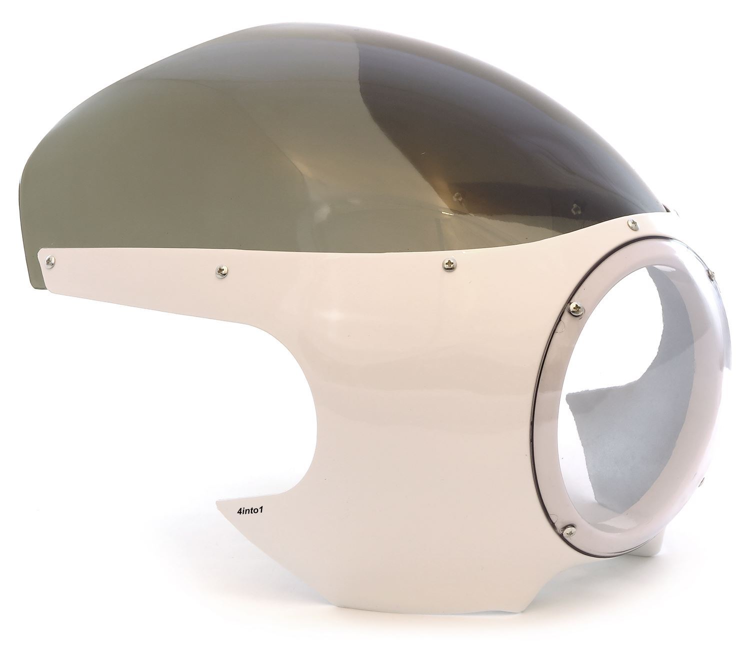Cafe Racer Retro Drag Racing Motorcycle Fairing – White – Smoke Windshield
