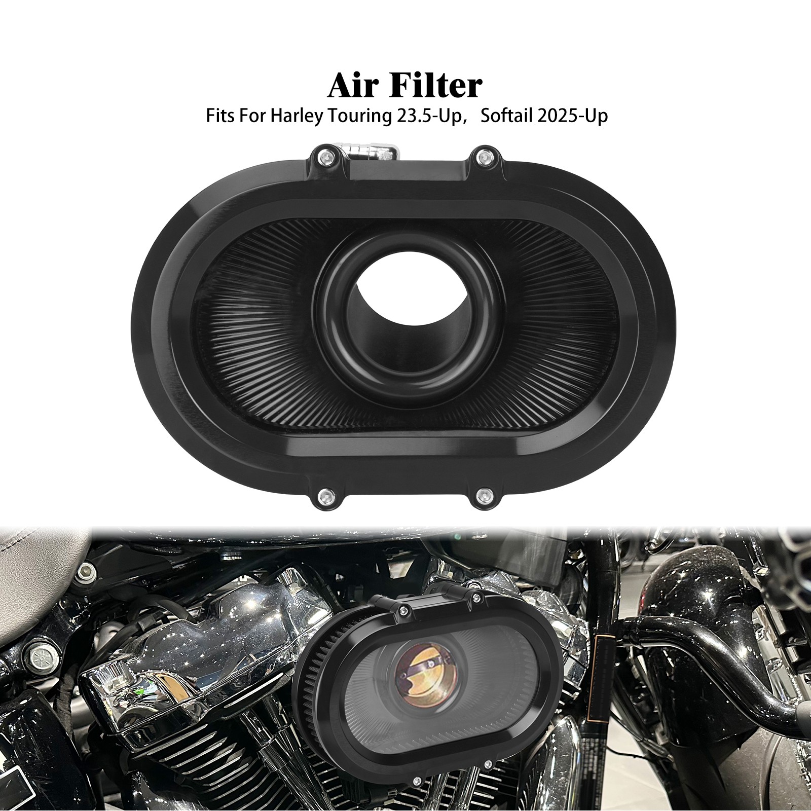 Oval Stage 2 Air Cleaner For Harley Touring 2024-25 CVO Road Glide ST FLTRXSTSE