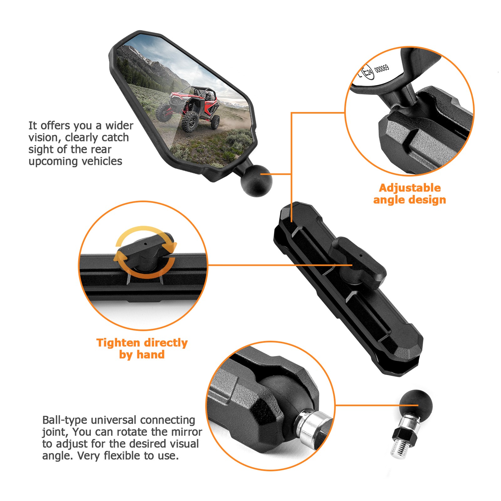For Dirt Bike Dual Sport Pair Adventure Motorcycle Mirrors 7/8″ Hanlerbar Mount