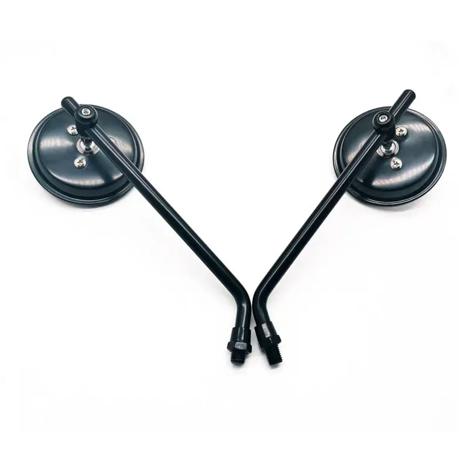 Pair Motorcycle Rearview Mirror Set 10mm Chrome Round Shape – Classic Style