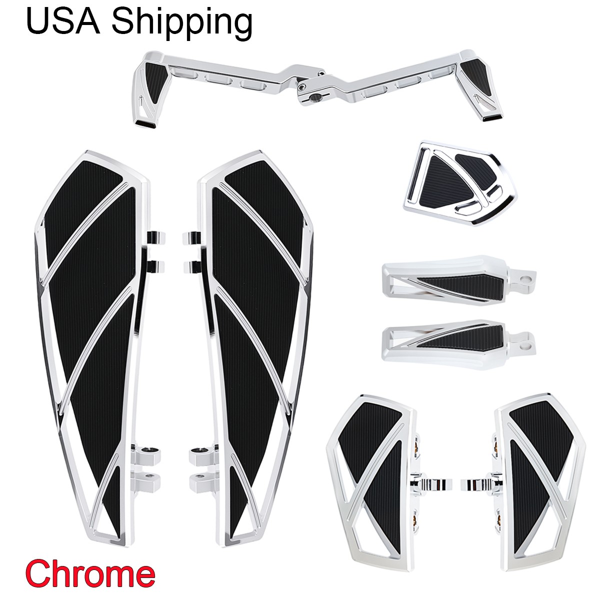 US Chrome Phantom Floorboards Footpegs Shifter Peg Pedal For Harley Touring