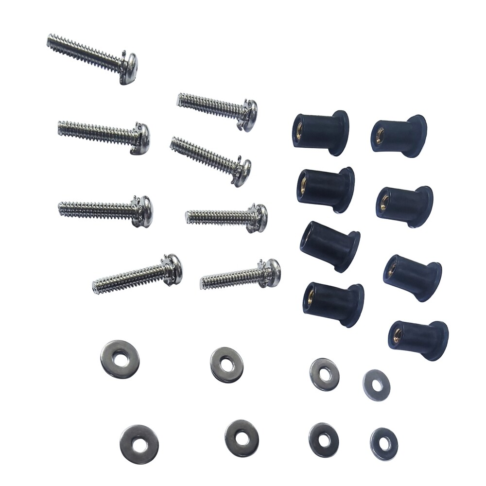 For Harley 8PCS Headlight Bucket Nacelle Stainless Steel & Rubber Well Nut Kit