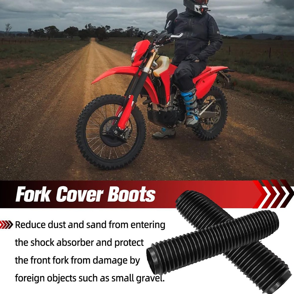 Pair Rubber Front Fork Dust Cover Gaiters Gaitors Motorcycle Boot Shock Absorber