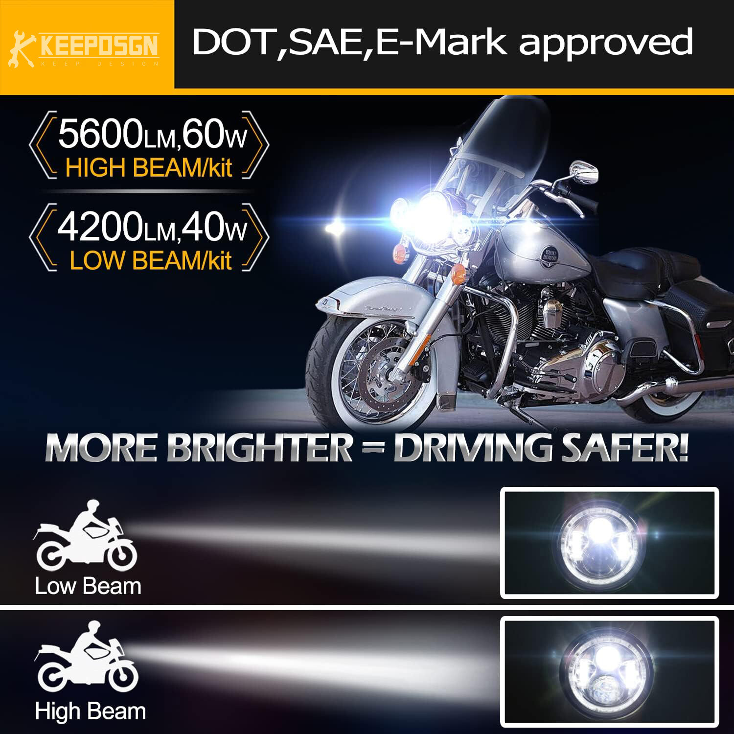 For Harley FHLX Street Glide RGB 7″ LED Projector Headlight App Remote Control