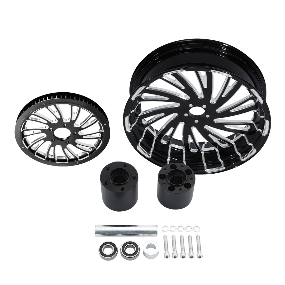 23” Front Wheel 18” Rear Wheel Hub Pulley For Harley Electra Glide 2009-Up ABS