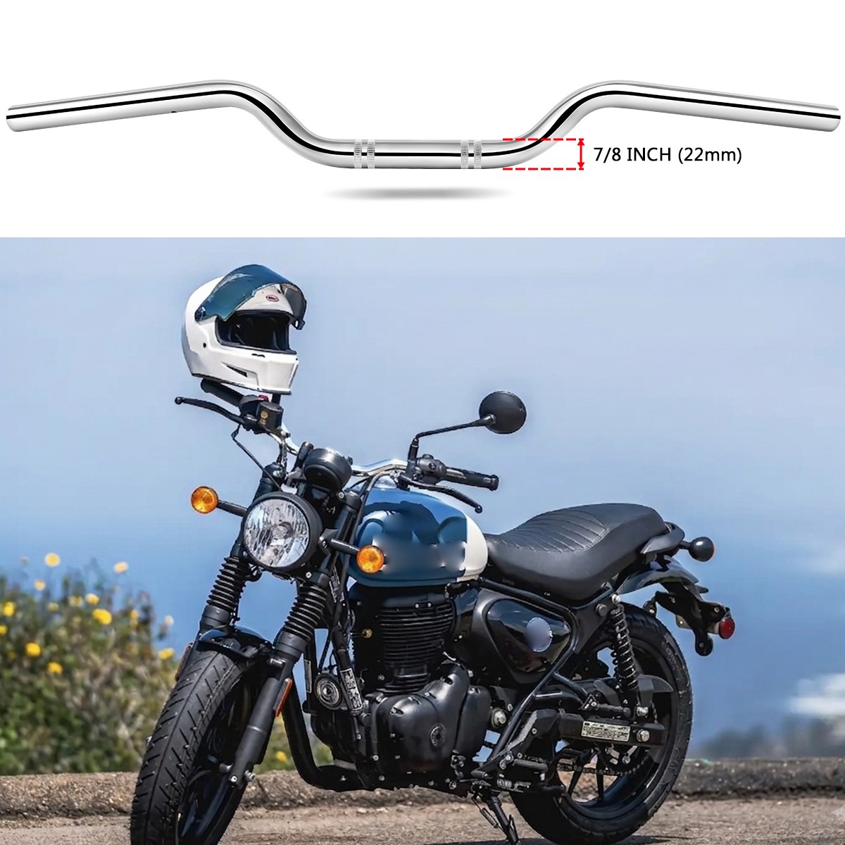 7/8″ 22mm Low Rise Drag Bar Handlebar Tracker Chrome For Hunter 350 450 650